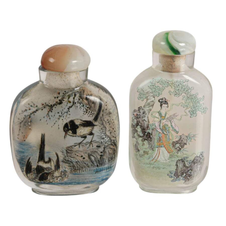Pair of Chinese Reversed Painted Snuff Bottles-1