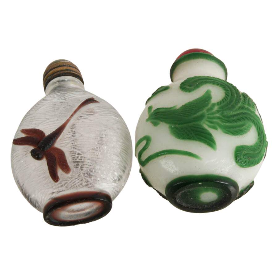 Antique Pair of Peking Glass Snuff Bottles-4