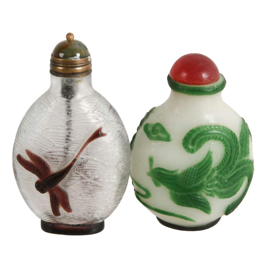 Antique Pair of Peking Glass Snuff Bottles-3
