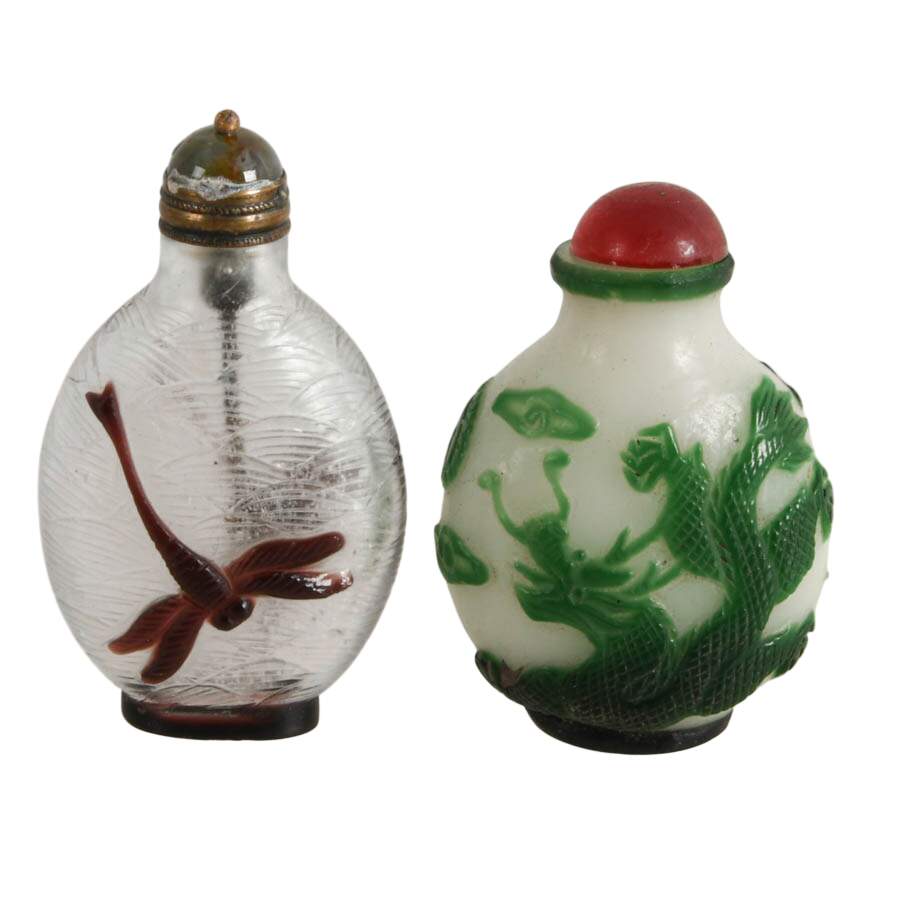 Antique Pair of Peking Glass Snuff Bottles-1