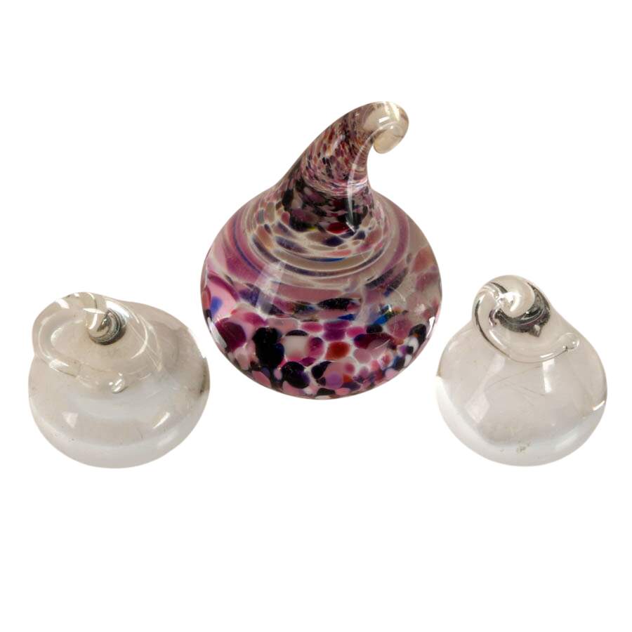 Trio of Hand-Blown Glass Kiss Paperweights: 2 Are Hulet Glass-2
