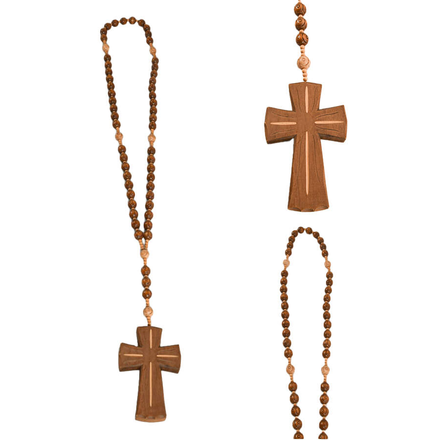 3 Large Wooden Rosaries for Wall Décor-3