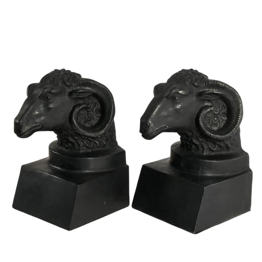 Pair of Iron Ram Bookends-2