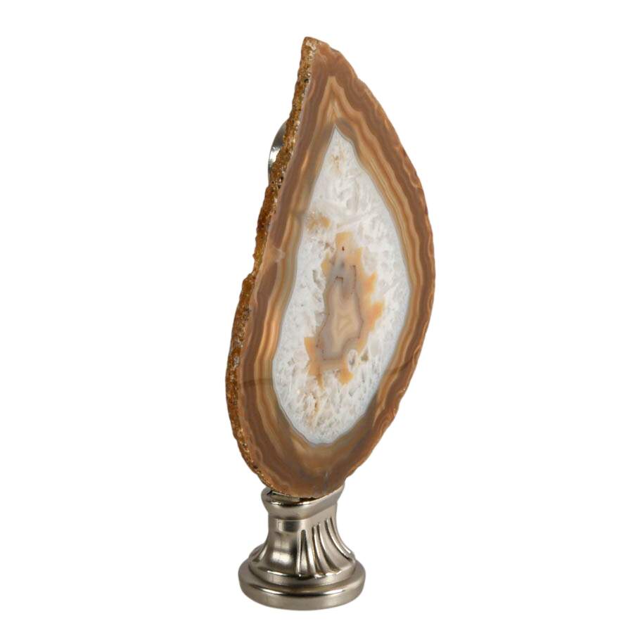 Polished Brazilian Agate Slice Mounted on Decorative Stand-4