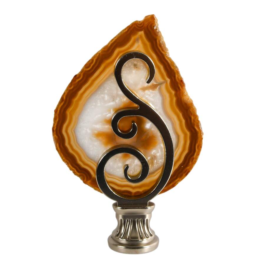 Polished Brazilian Agate Slice Mounted on Decorative Stand-1