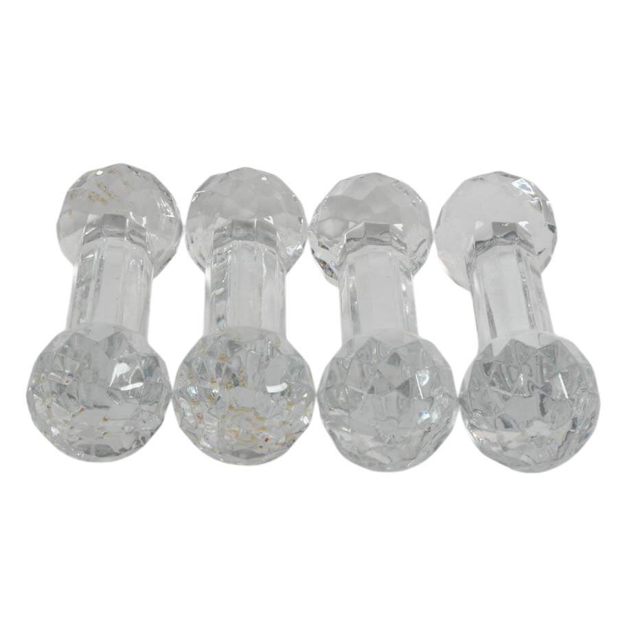 Set of Four Crystal Cut Glass Prism Dumbbell Knife Rest-5