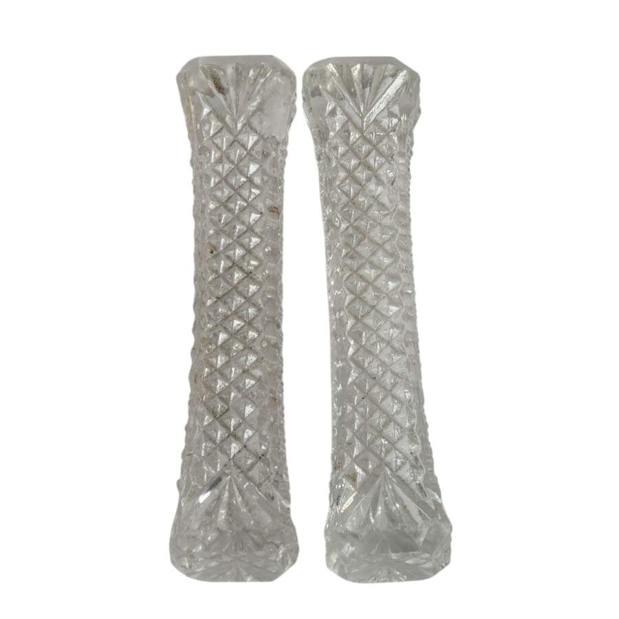 Antique Pair of Czech Bohemian Lead Crystal Knife Rest-1