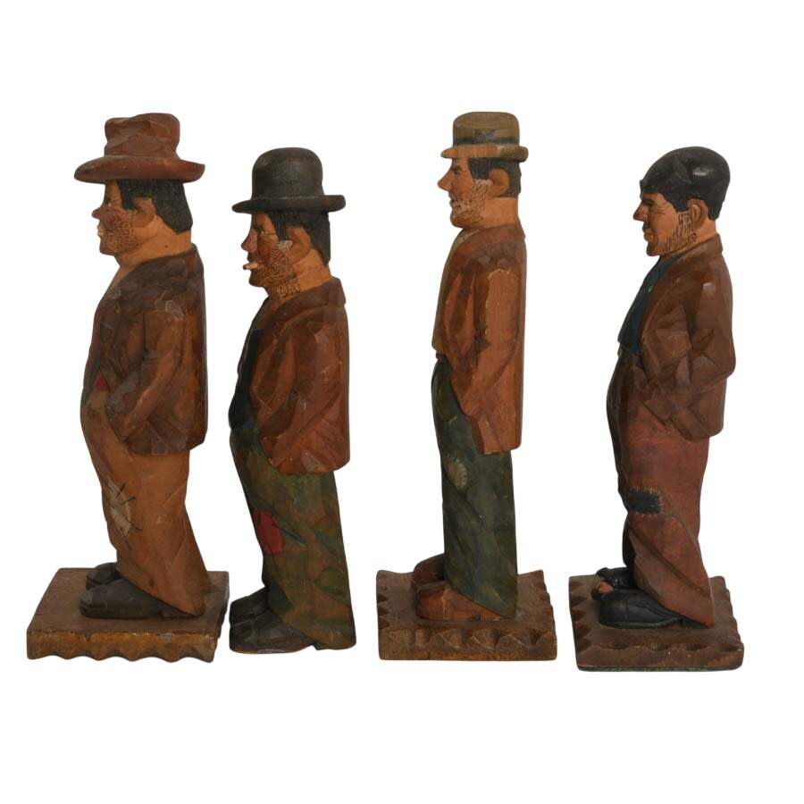 Set of Four Hand-Carved Wooden Figures-2