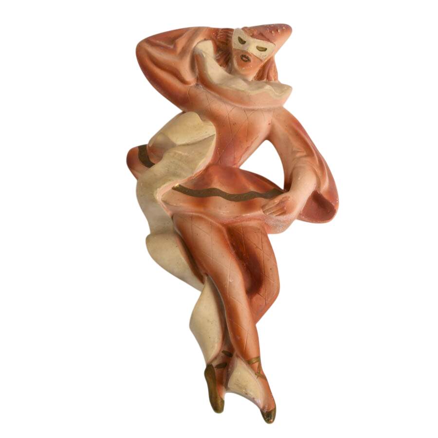 Mid-Century Pair of Miller Studios Chalkware Harlequin Dancers-2