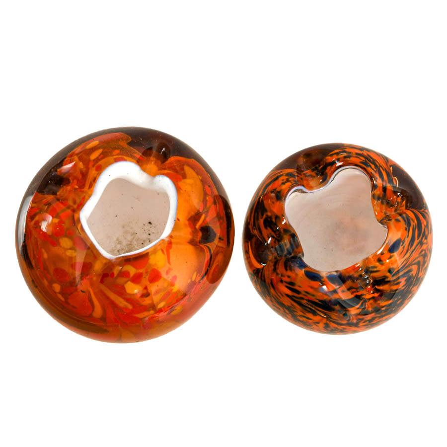 Pair of Handblown Rose Bowl Paperweights-2