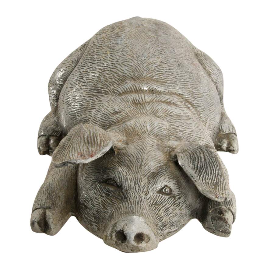 Large Cast-Iron Recumbent Pig Home Décor-1