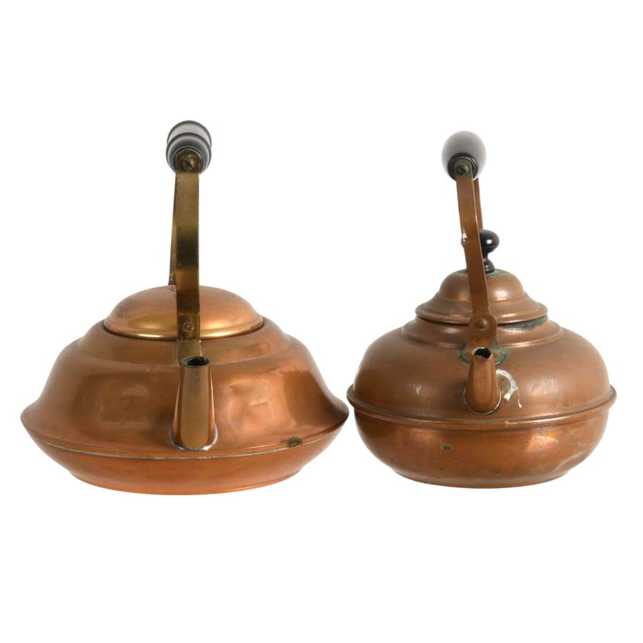 Pair of Copper Tea Kettles Including S. Sternau Co. and Copper Craft Guild-3