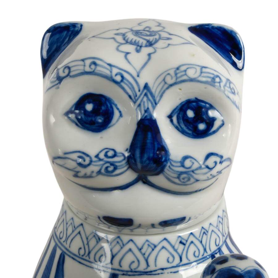Blue and White "Lucky Cat" Style Imperial Lion Teapot Made in Taiwan-7