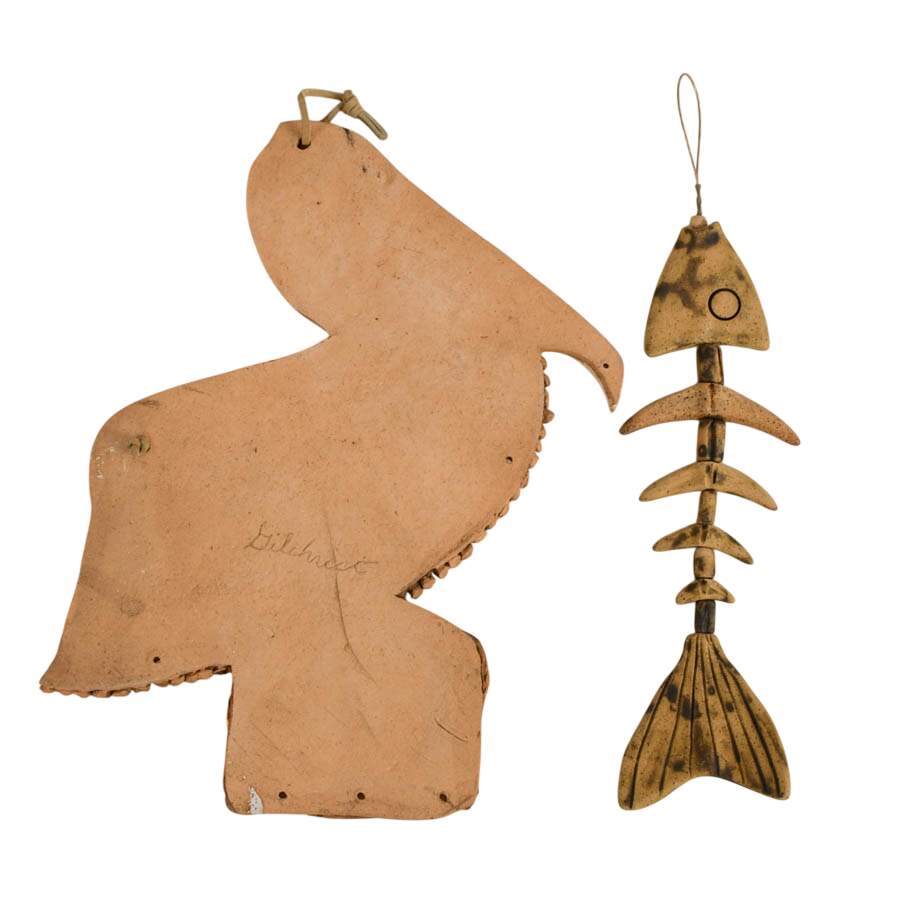 Pair of Signed Ceramic Coastal Themed Wall Hangings-10