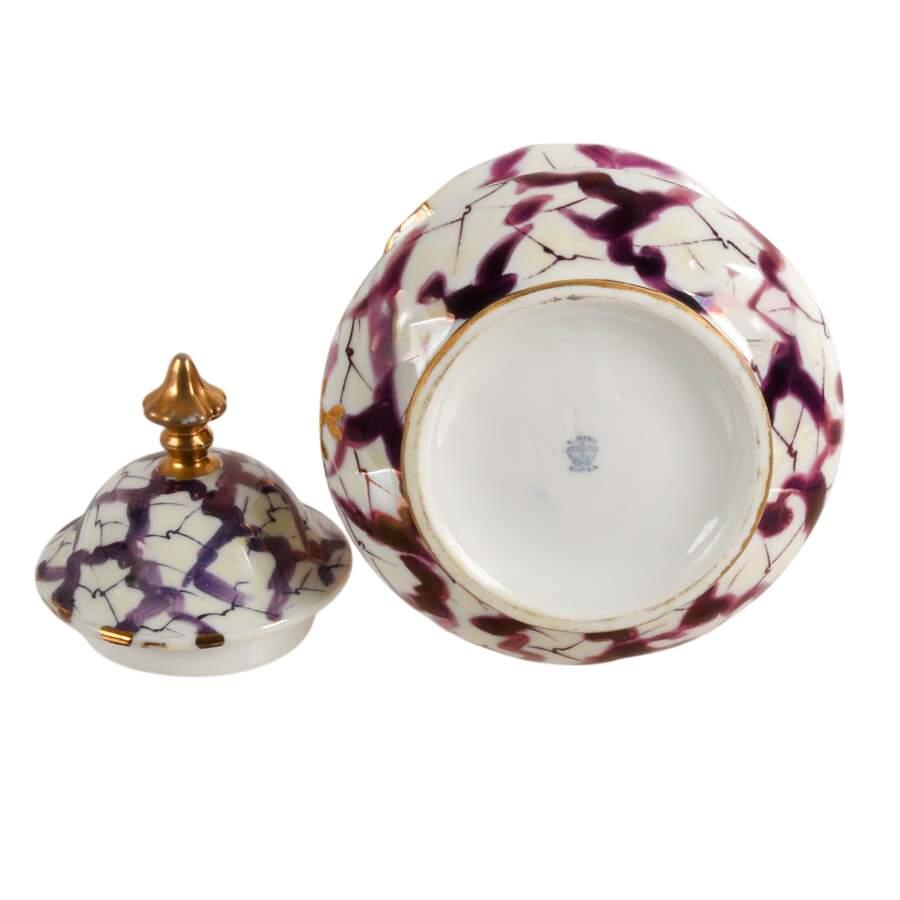 Victoria Austria Gilt Porcelain Biscuit Jar with Lady's Portrait-9