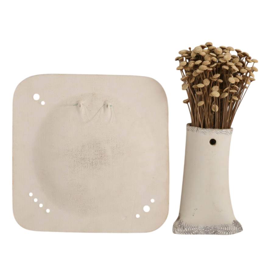 Postmodern Terry Pottery Wall Pocket and Plate Set-8