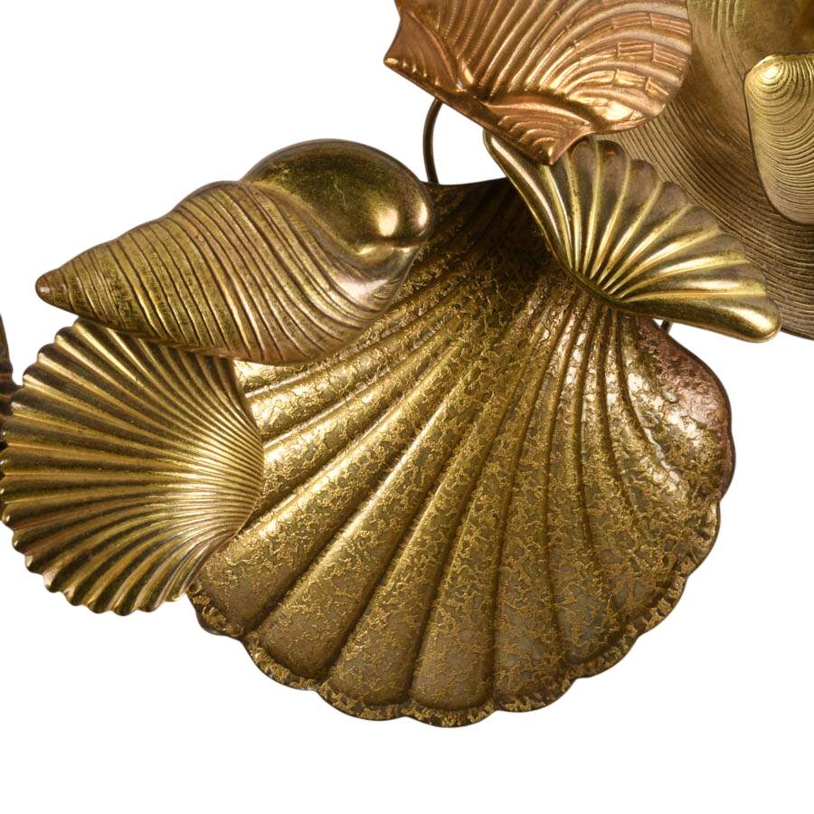 Vintage Dresden-Style Petites Choses Brass Seashell Wreath-3