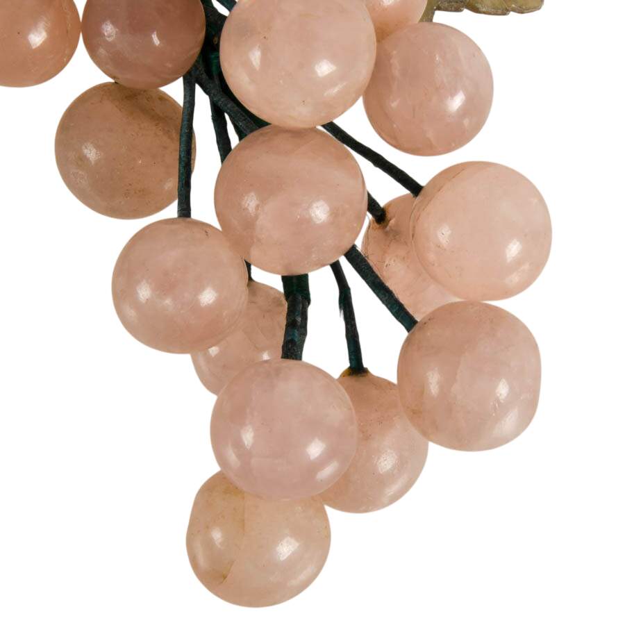 Victorian Hand-Carved Pink Stone Grape Cluster-6