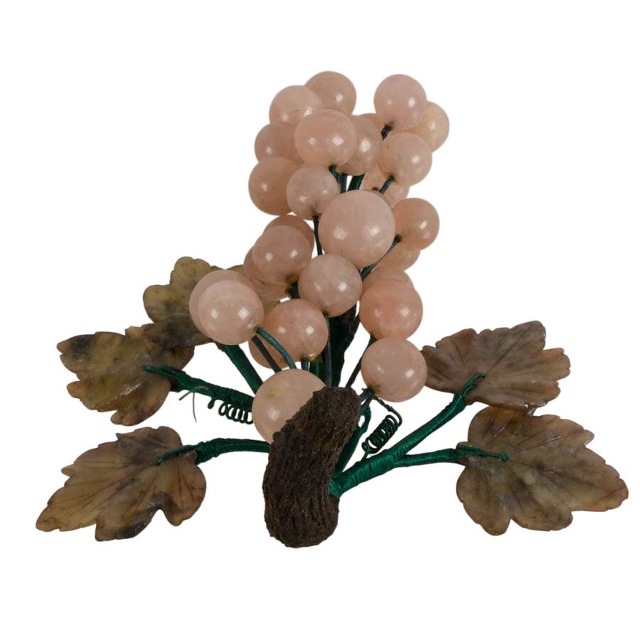 Victorian Hand-Carved Pink Stone Grape Cluster-3