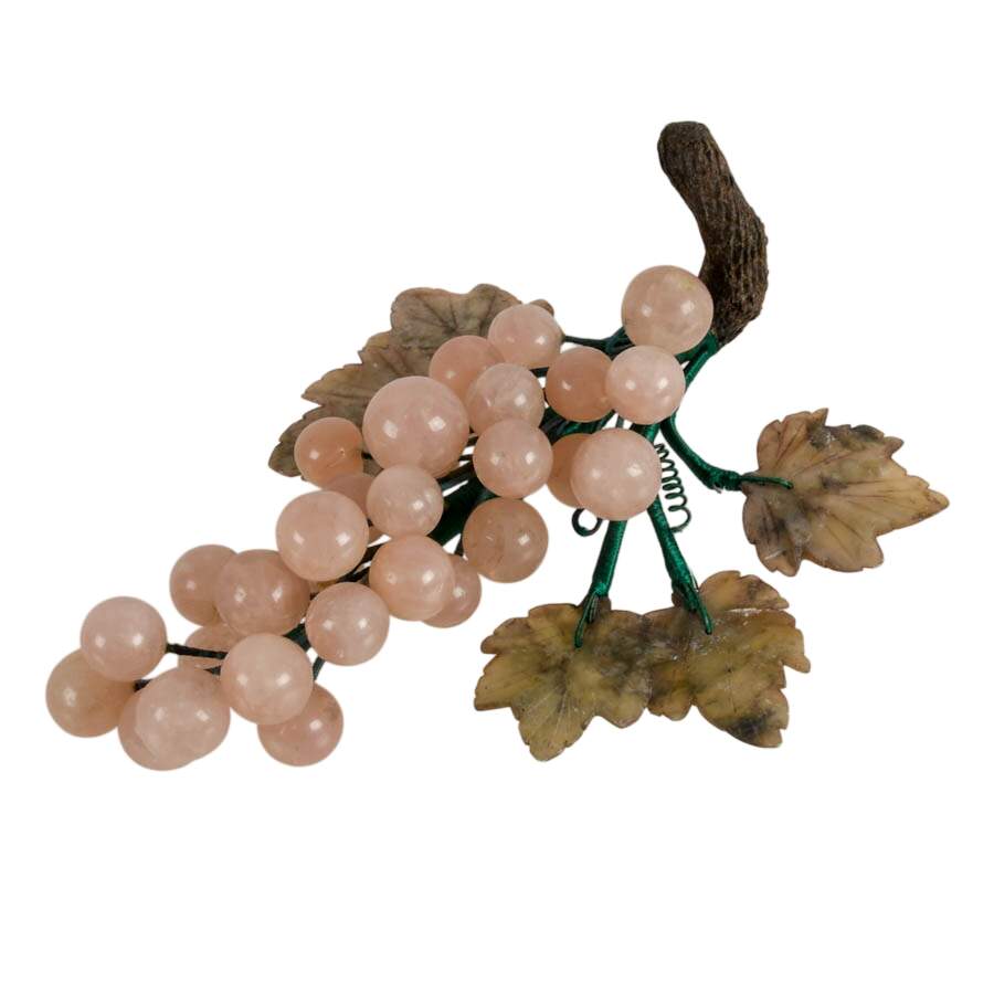 Victorian Hand-Carved Pink Stone Grape Cluster-2