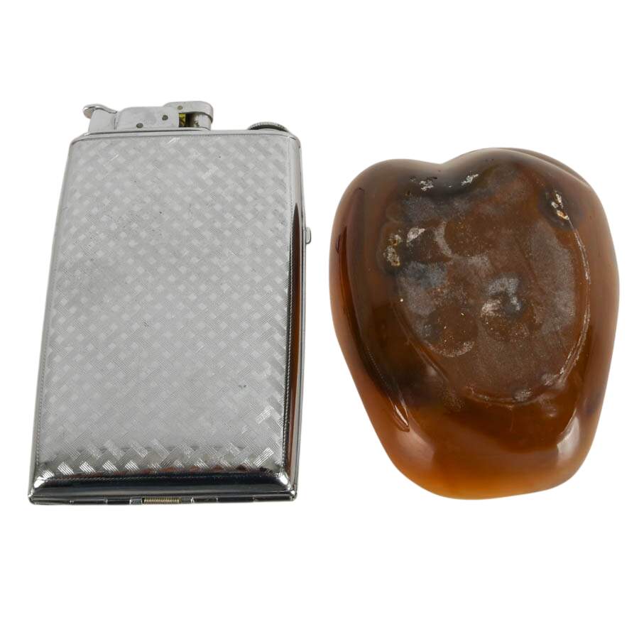 Evans Trig-a-Lite Cigarette Case and Lighter with Stone Ashtray-5