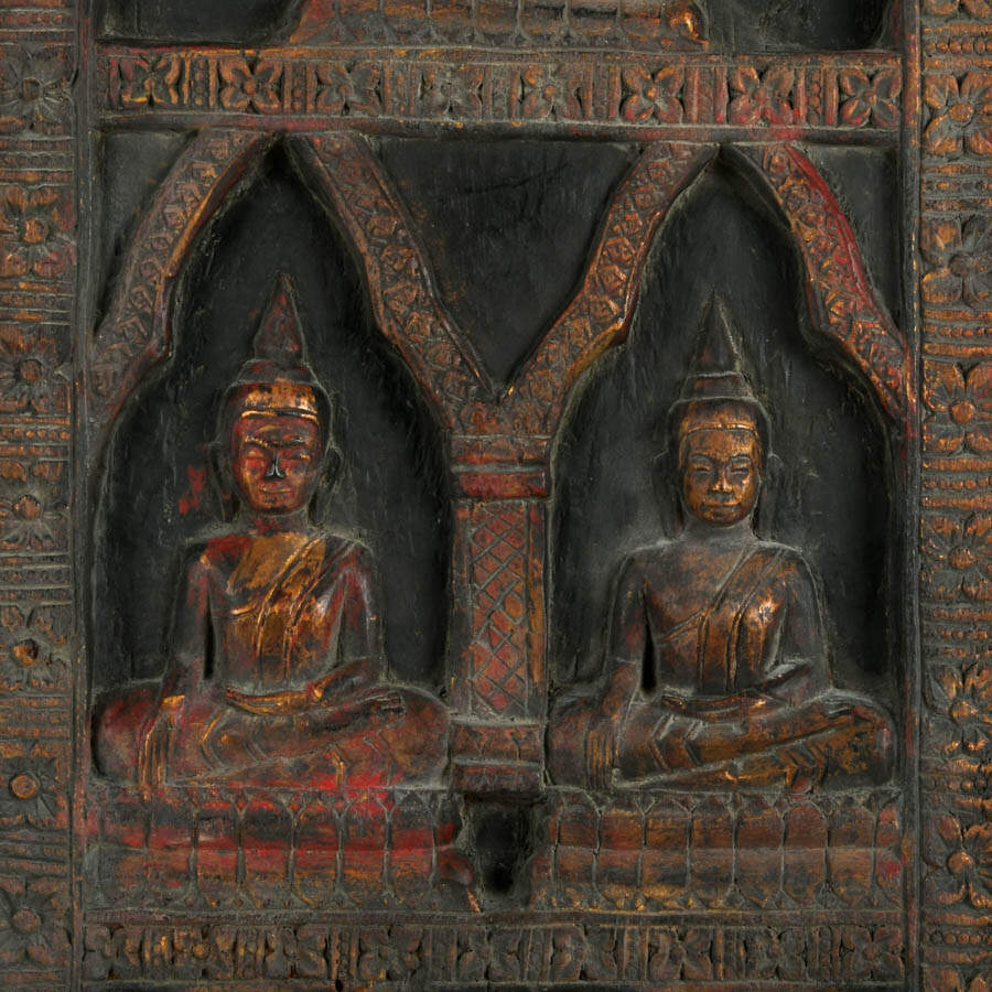 Antique Thai Wooden Buddha Votive Panel-4