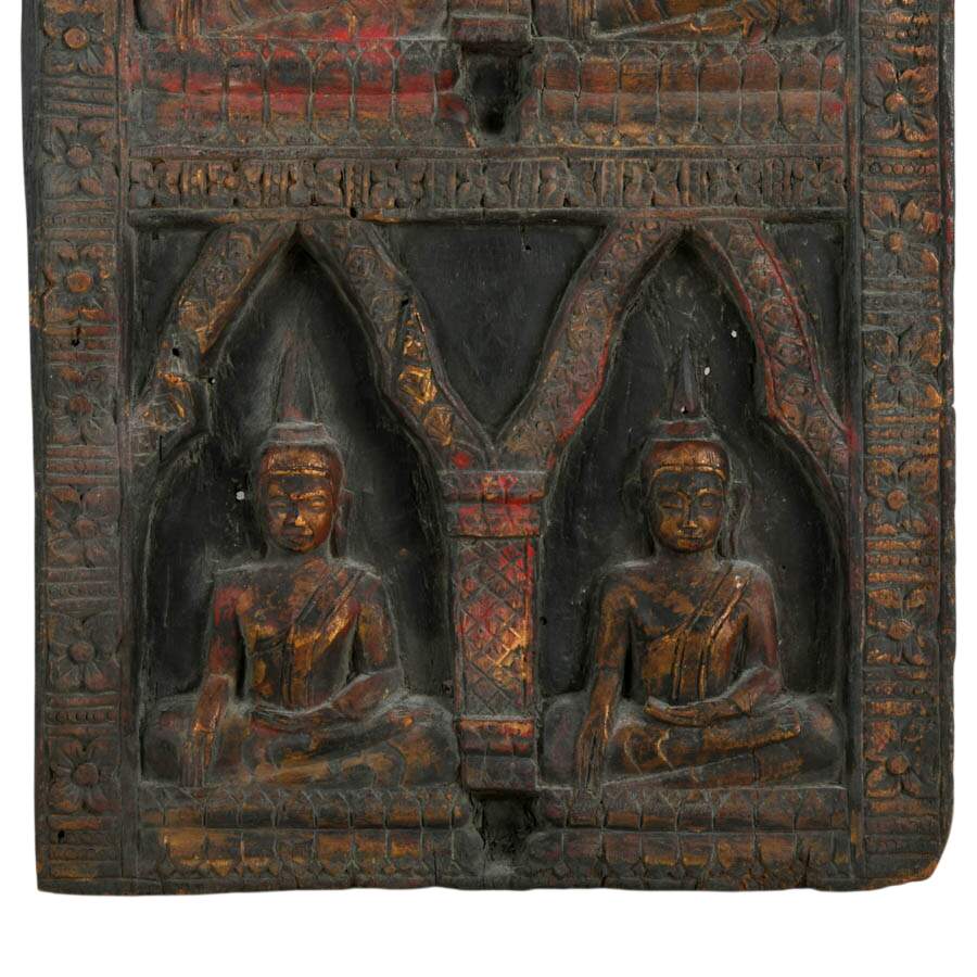 Antique Thai Wooden Buddha Votive Panel-3