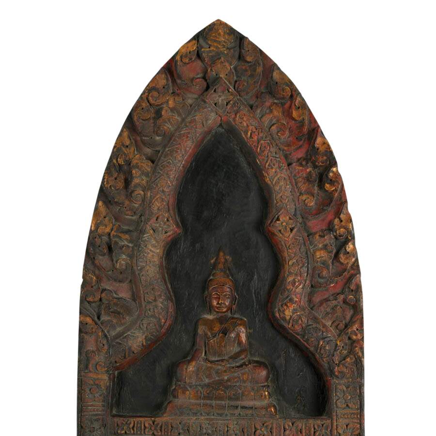Antique Thai Wooden Buddha Votive Panel-2