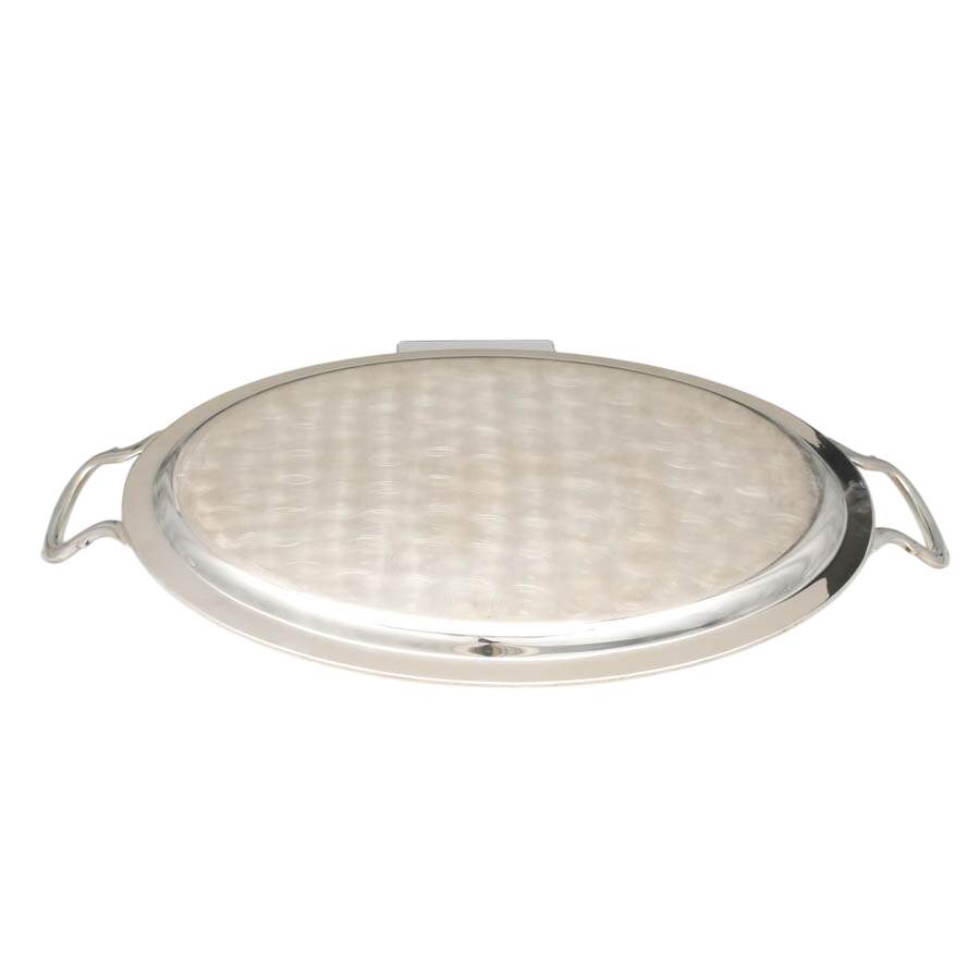 Italian Oval Silverplate Tray with Handles-5