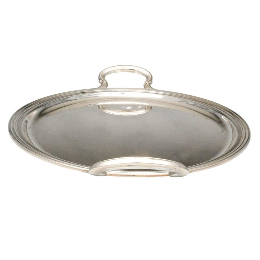 Italian Oval Silverplate Tray with Handles-4