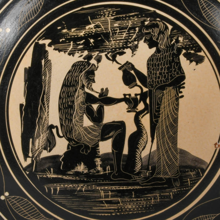 Athene and Heracles Hand-Painted Greek Souvenir Kylix-6