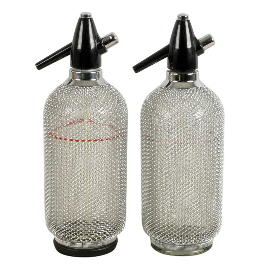 Vintage Pair of Czechoslovakian Merkuria Glass Soda Siphon Seltzer Bottles-2