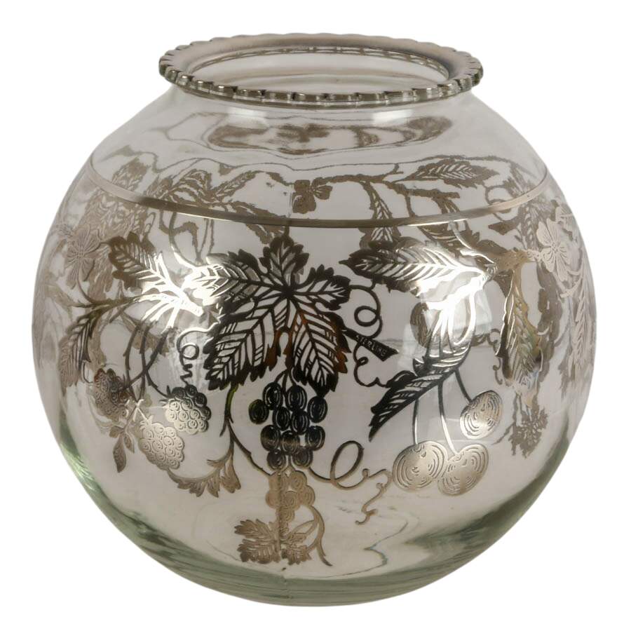 Antique Round Art Nouveau Silver Overlay Bowl-1