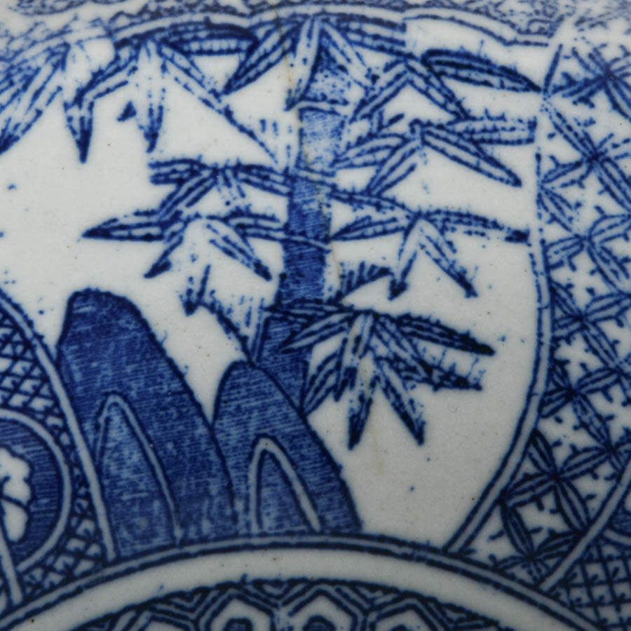 Antique Blue and White Porcelain Bowl with Central Moth Motif-4