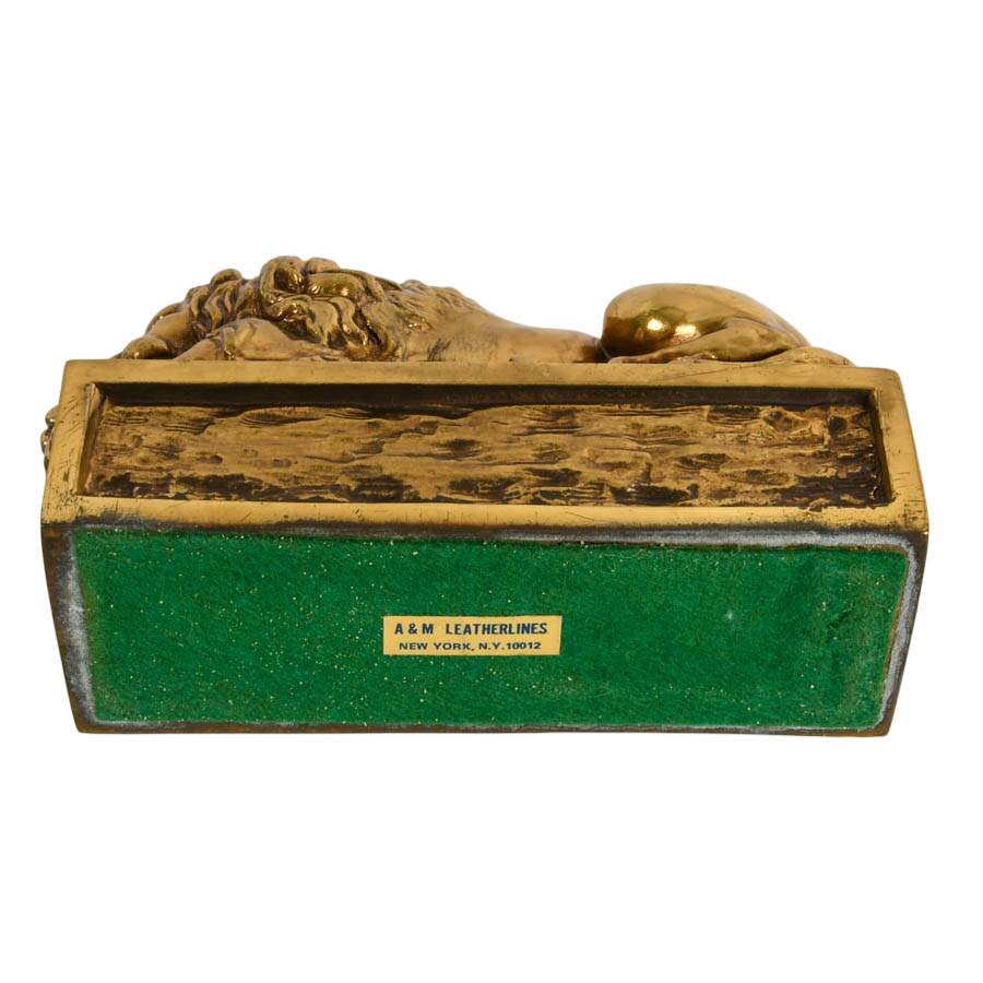 A&M Leatherlines Cast Brass Canova Lion Paperweight-7