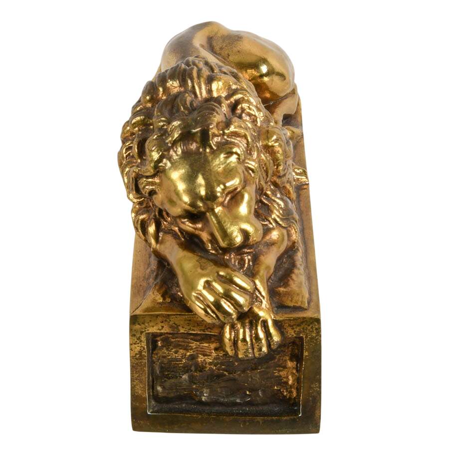 A&M Leatherlines Cast Brass Canova Lion Paperweight-3