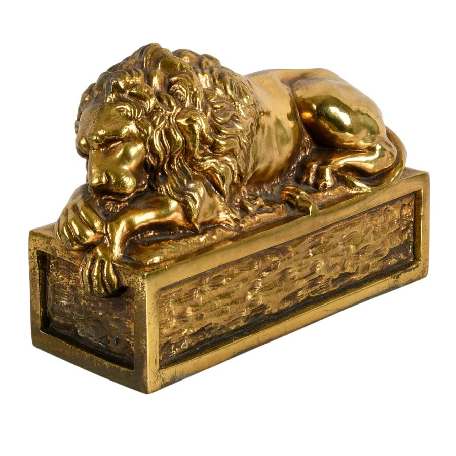 A&M Leatherlines Cast Brass Canova Lion Paperweight-2