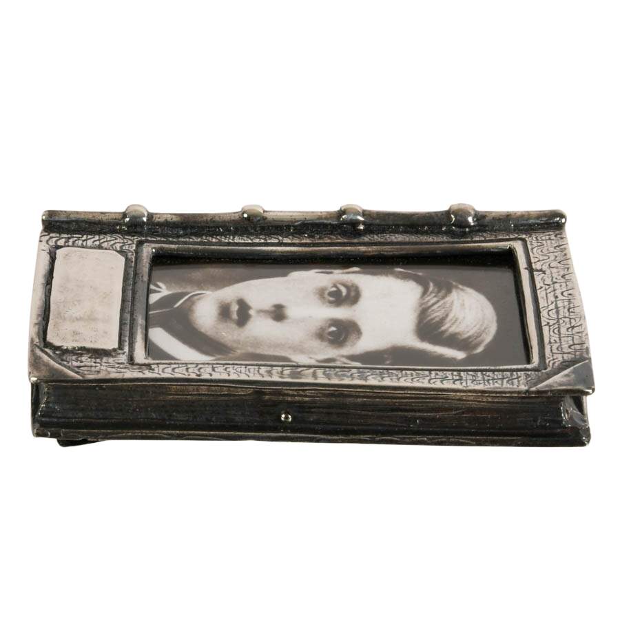 Vintage Kate Shea Art Nouveau Style Small Silverplate Book Photo Frame-2