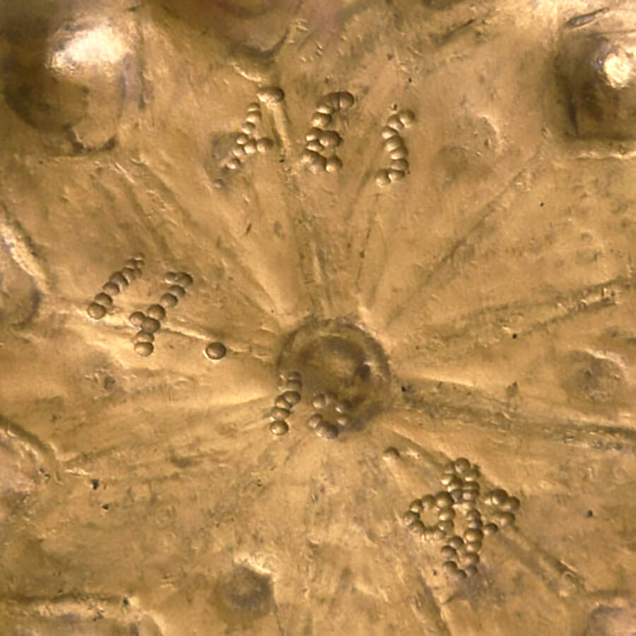 Set of Four Vintage Engraved Floral Starbust Motif Brass Wall Plates-3