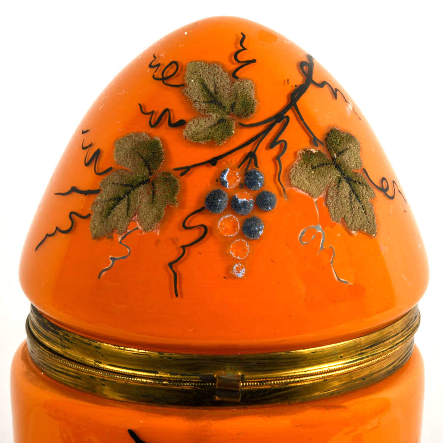 Vintage Czechoslovakian Orange Coralene Glass Egg Tantalus-5