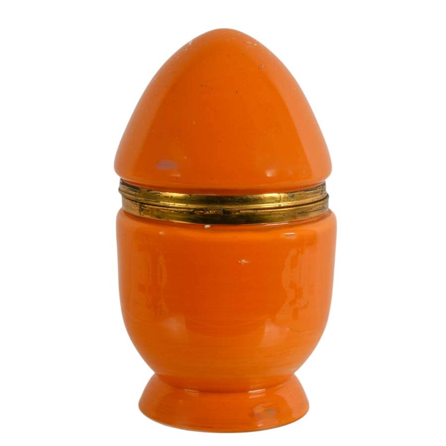 Vintage Czechoslovakian Orange Coralene Glass Egg Tantalus-4