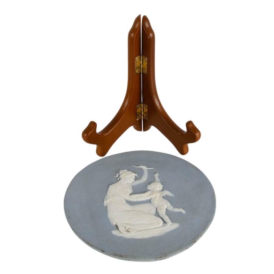 Blue and White Wedgwood-Style Jasperware Venus Disarming Cupid Medallion-5
