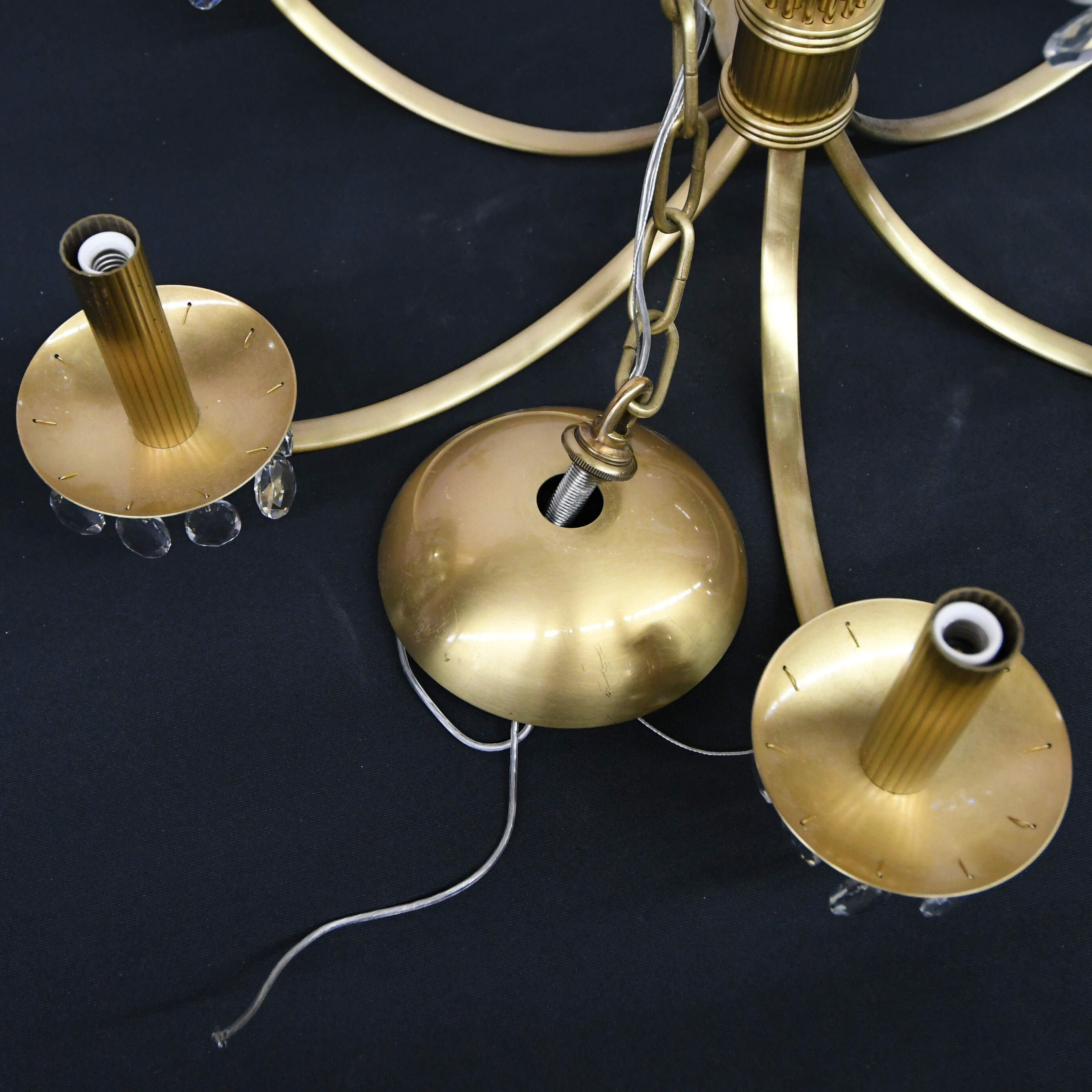 Six-Light Brass and Acrylic Floral Cluster Chandelier-5