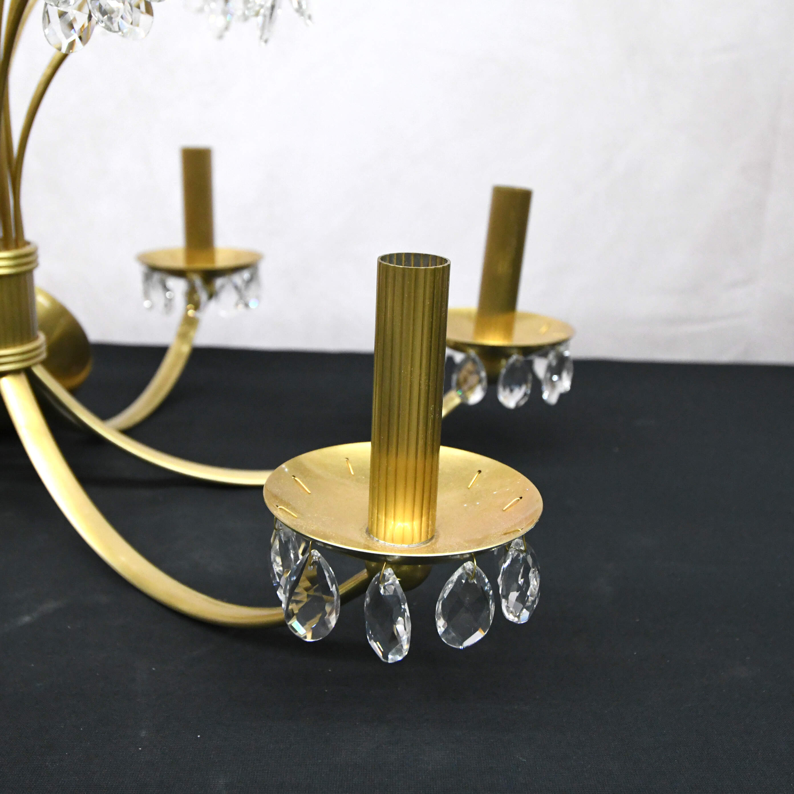 Six-Light Brass and Acrylic Floral Cluster Chandelier-2