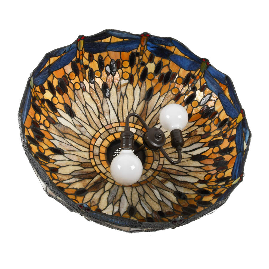 Tiffany-Style Dragonfly Stained-Glass Hanging Light-5
