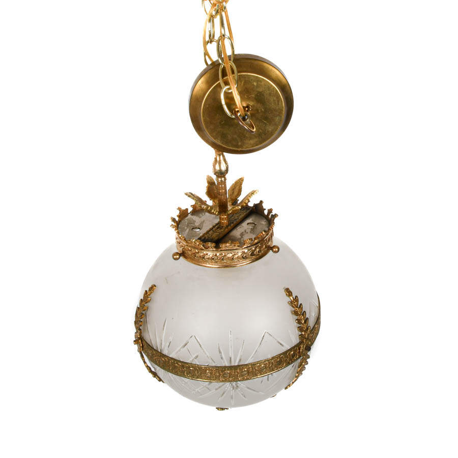 French Crystal and Brass Pendant Ceiling Light-2