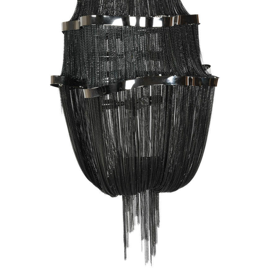 Black and Silver Hanging Tassel Chandelier-5