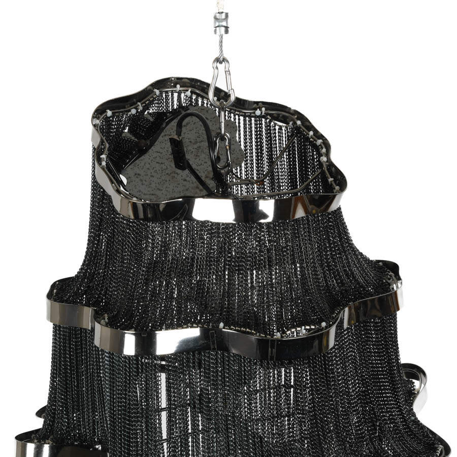 Black and Silver Hanging Tassel Chandelier-4