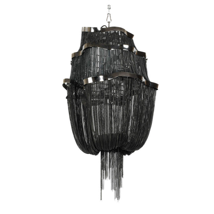 Black and Silver Hanging Tassel Chandelier-2