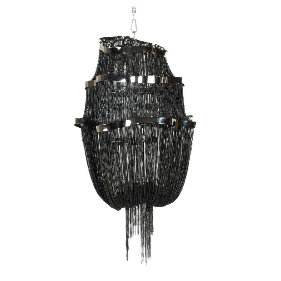 Black and Silver Hanging Tassel Chandelier-1